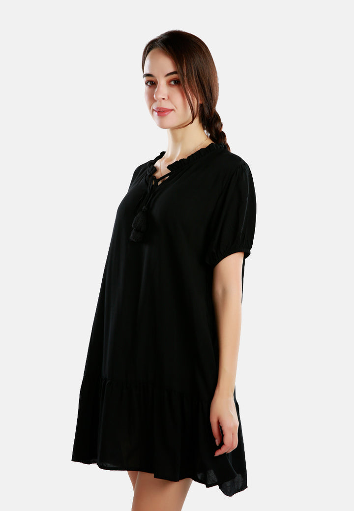 Women Tie-Up Tassle Dress