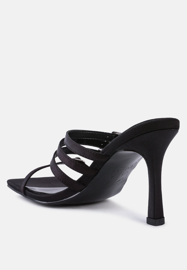 women times up high heeled strappy sandals#color_black