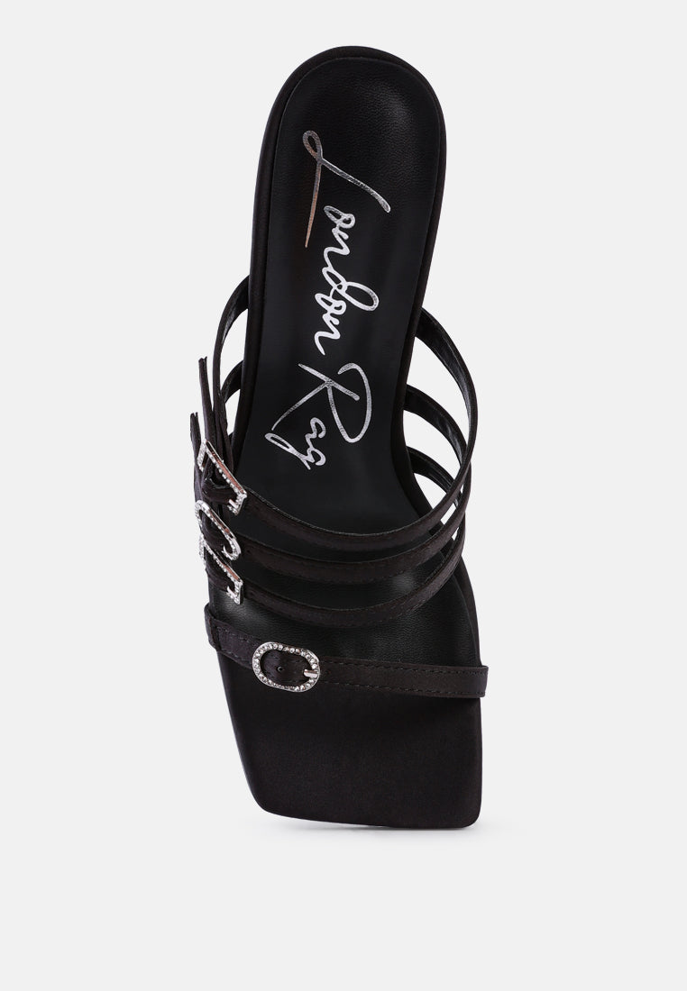 women times up high heeled strappy sandals#color_black