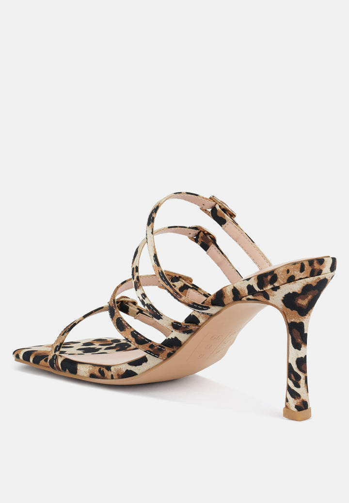 women times up high heeled strappy sandals#color_leopard