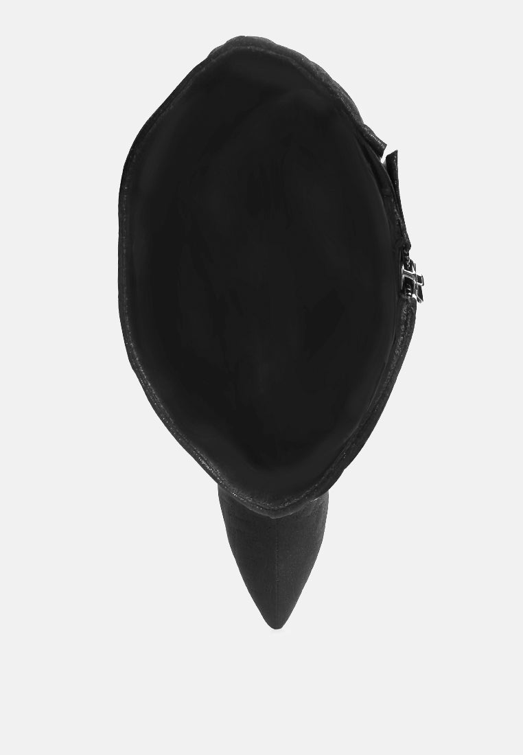 Quilted High Heeled Calf Boots#color_black