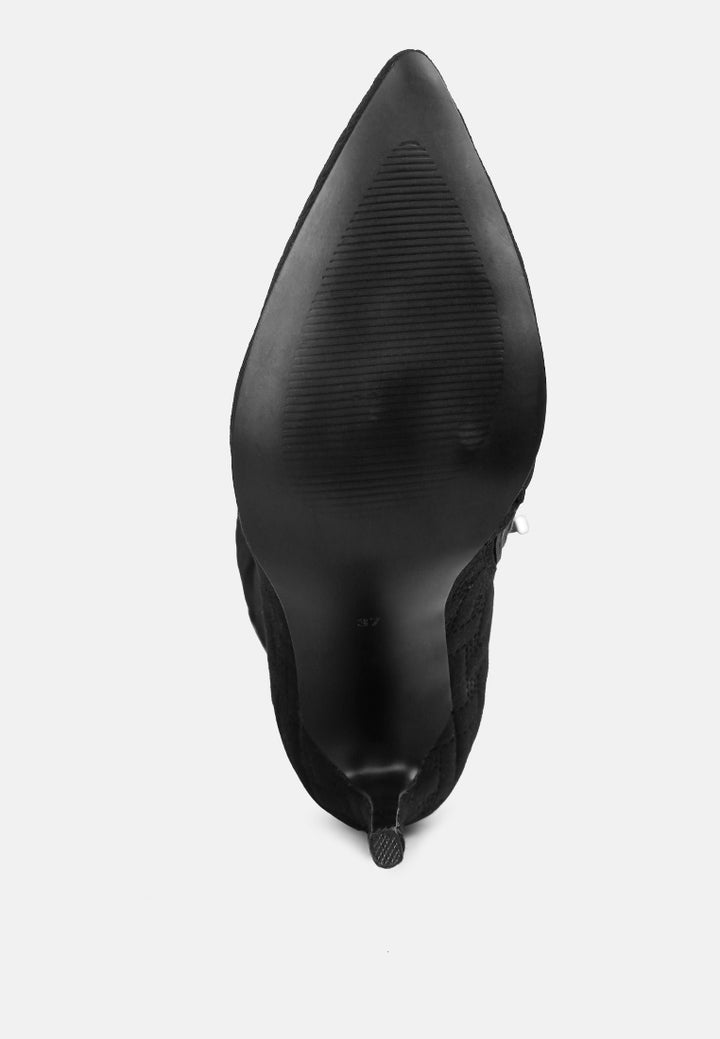 Quilted High Heeled Calf Boots#color_black