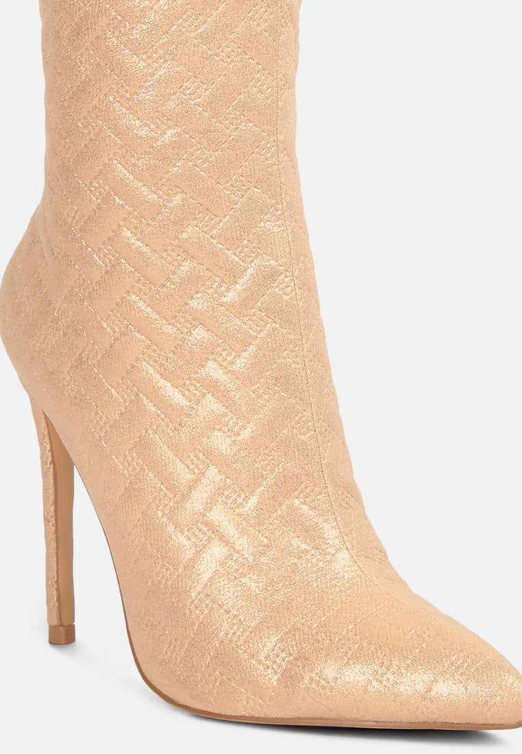 Quilted High Heeled Calf Boots#color_beige