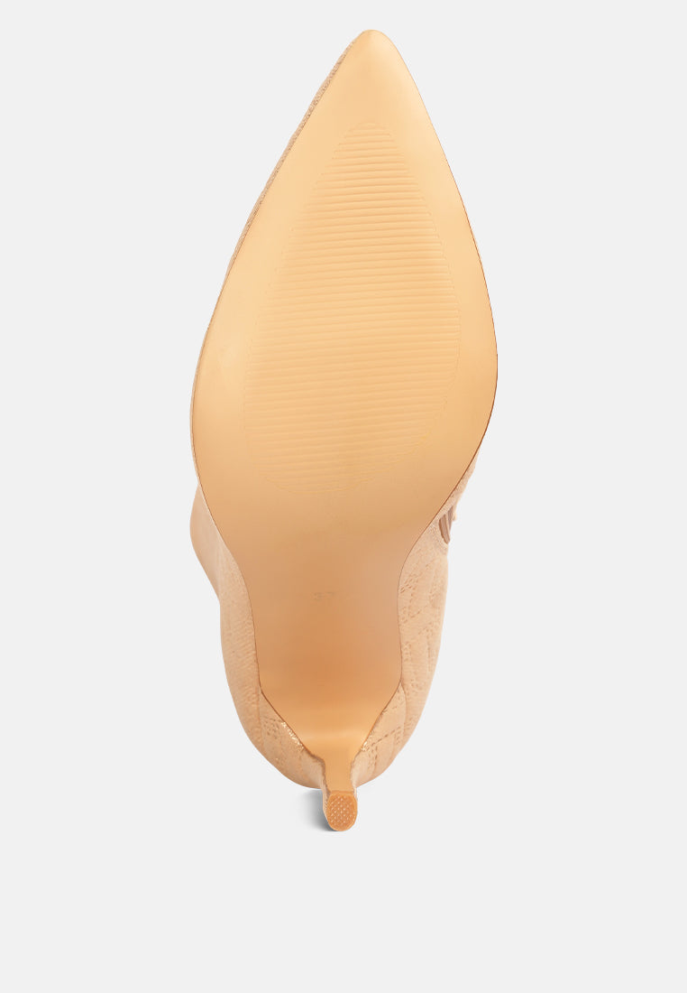 Quilted High Heeled Calf Boots#color_beige