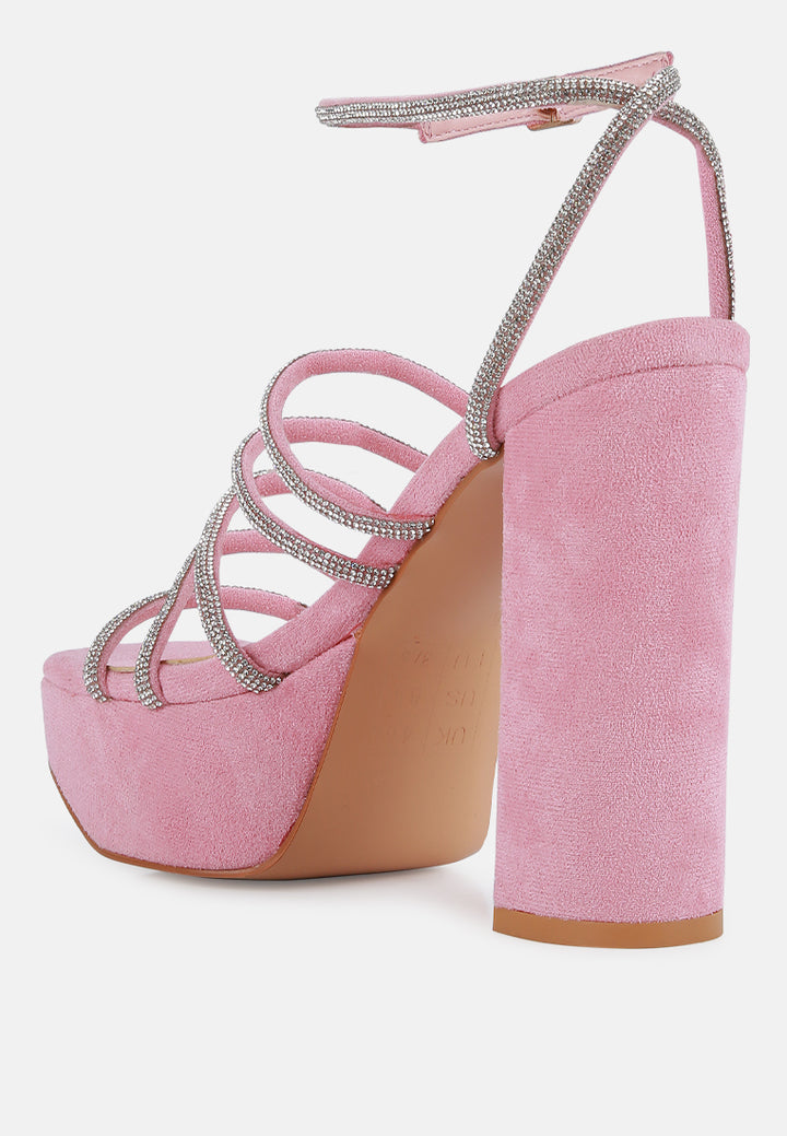 women high block heeled sandals#color_pink