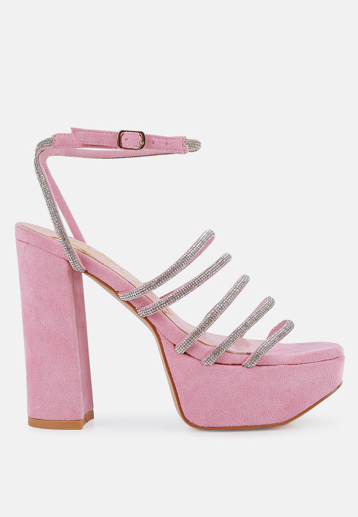 women high block heeled sandals#color_pink