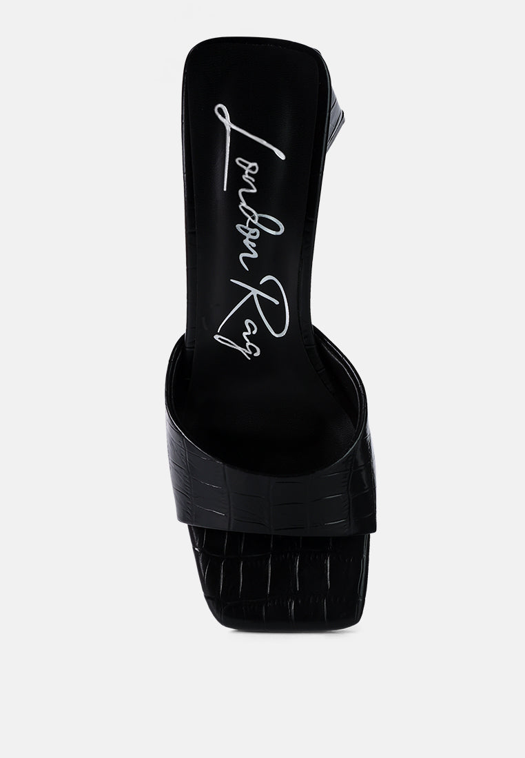 women triangle block heeled croc sandals#color_black