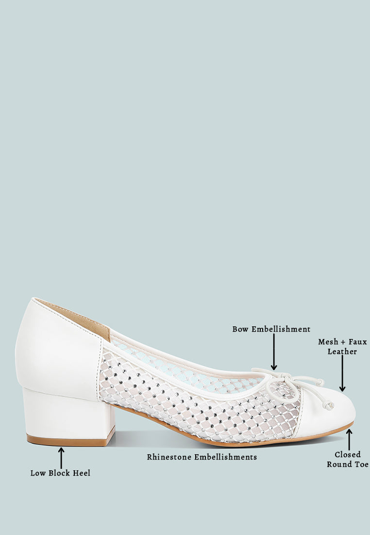 women mesh ballerina pumps#color_white