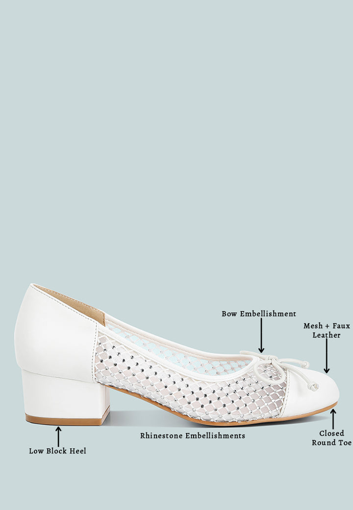 women mesh ballerina pumps#color_white