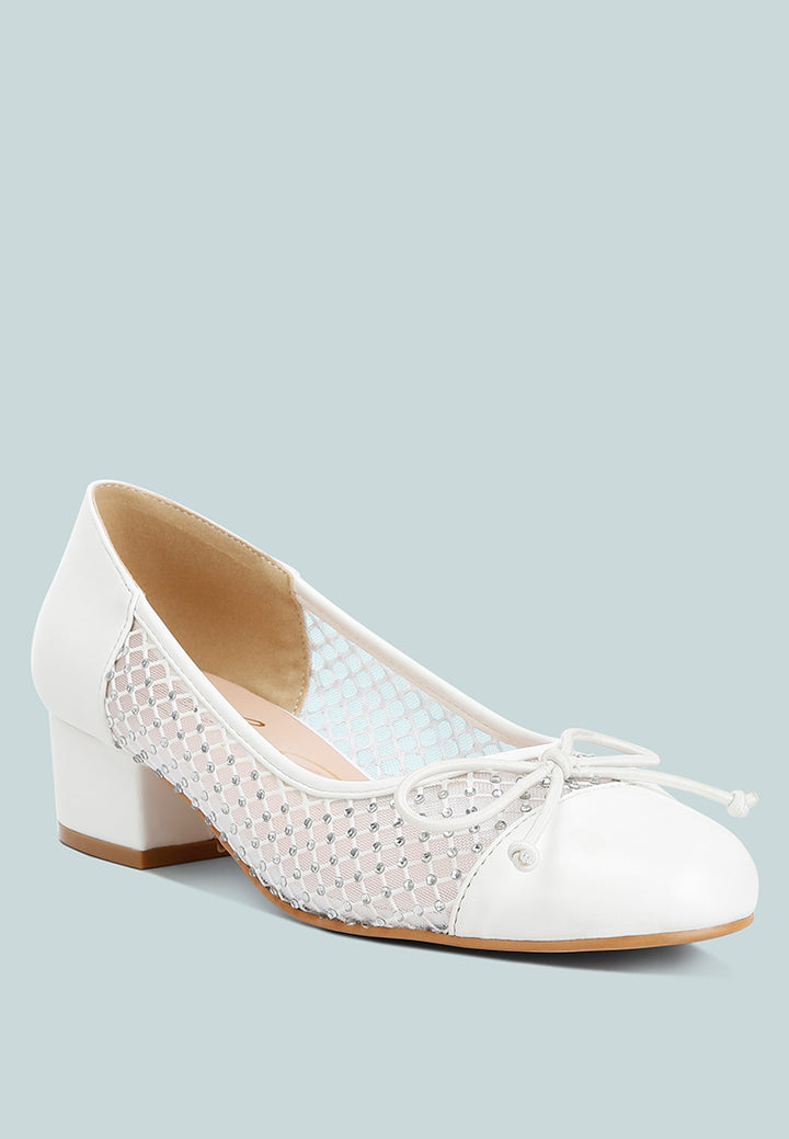 women mesh ballerina pumps#color_white