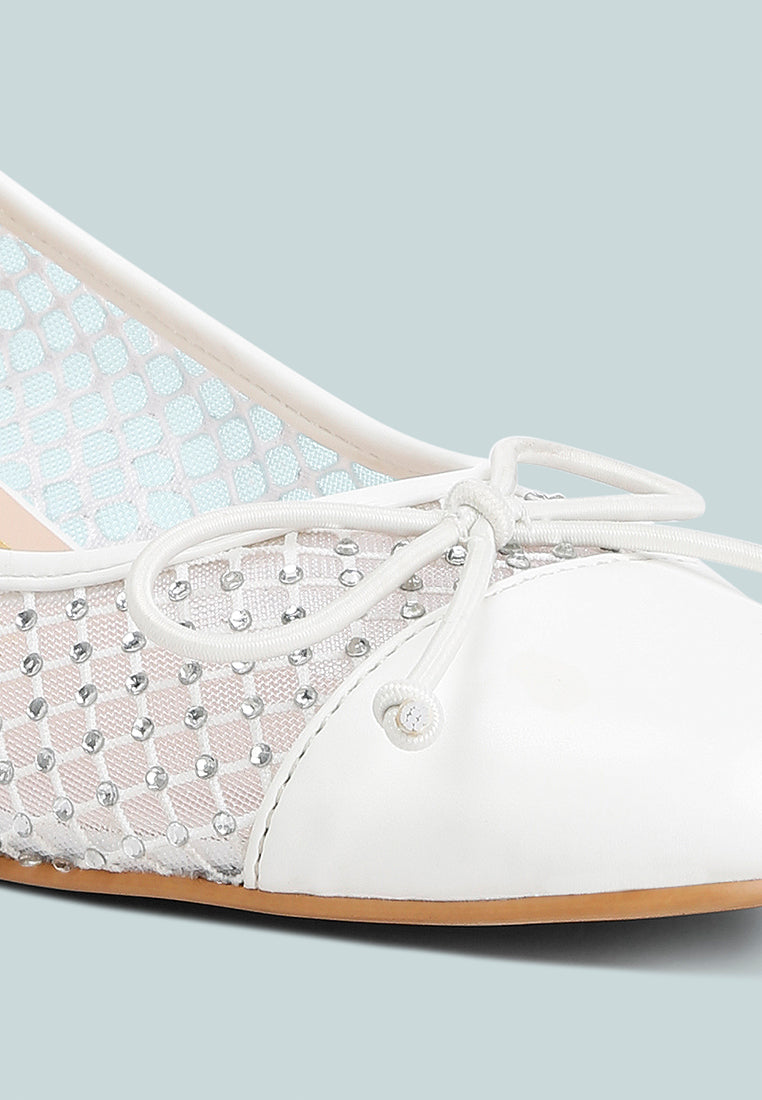 women mesh ballerina pumps#color_white