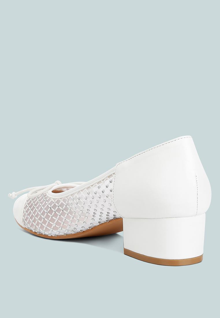 women mesh ballerina pumps#color_white