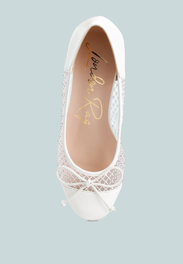 women mesh ballerina pumps#color_white