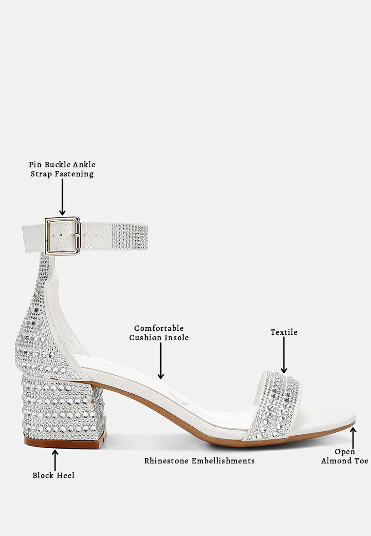 women rhinestones embellished block sandals#color_white