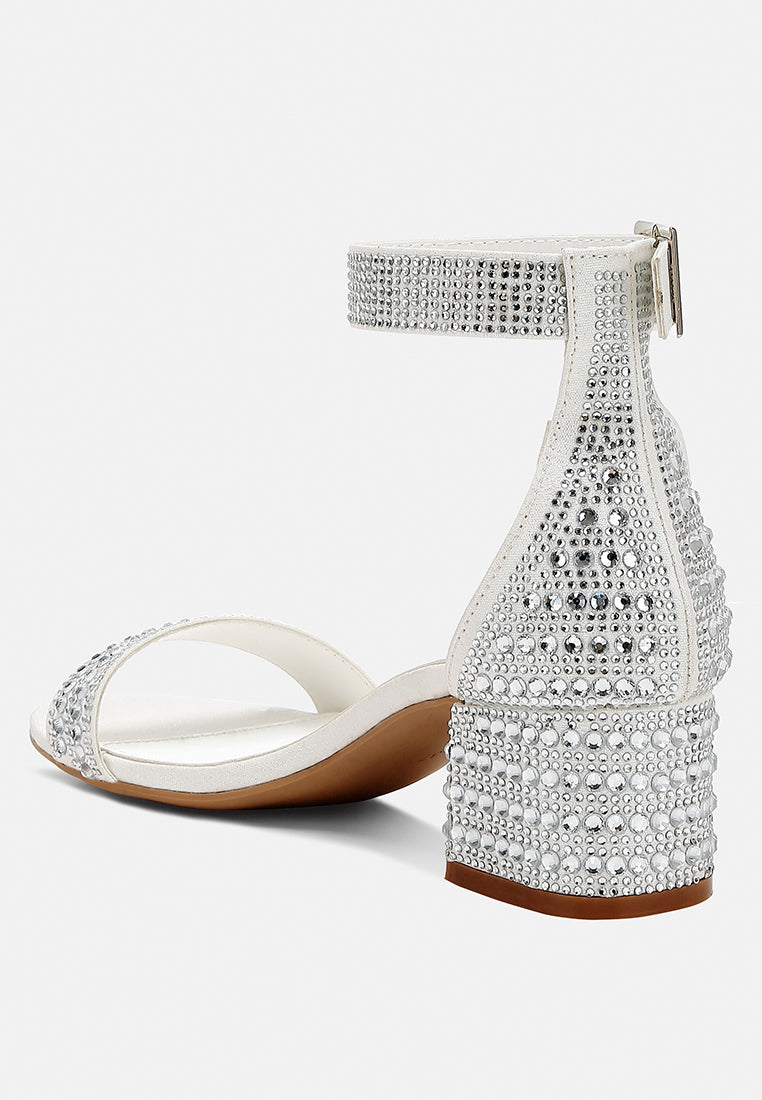 women rhinestones embellished block sandals#color_white