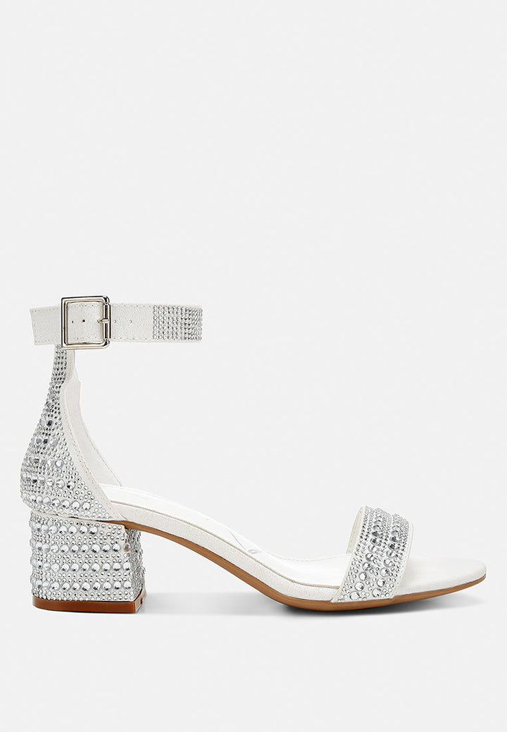 women rhinestones embellished block sandals#color_white
