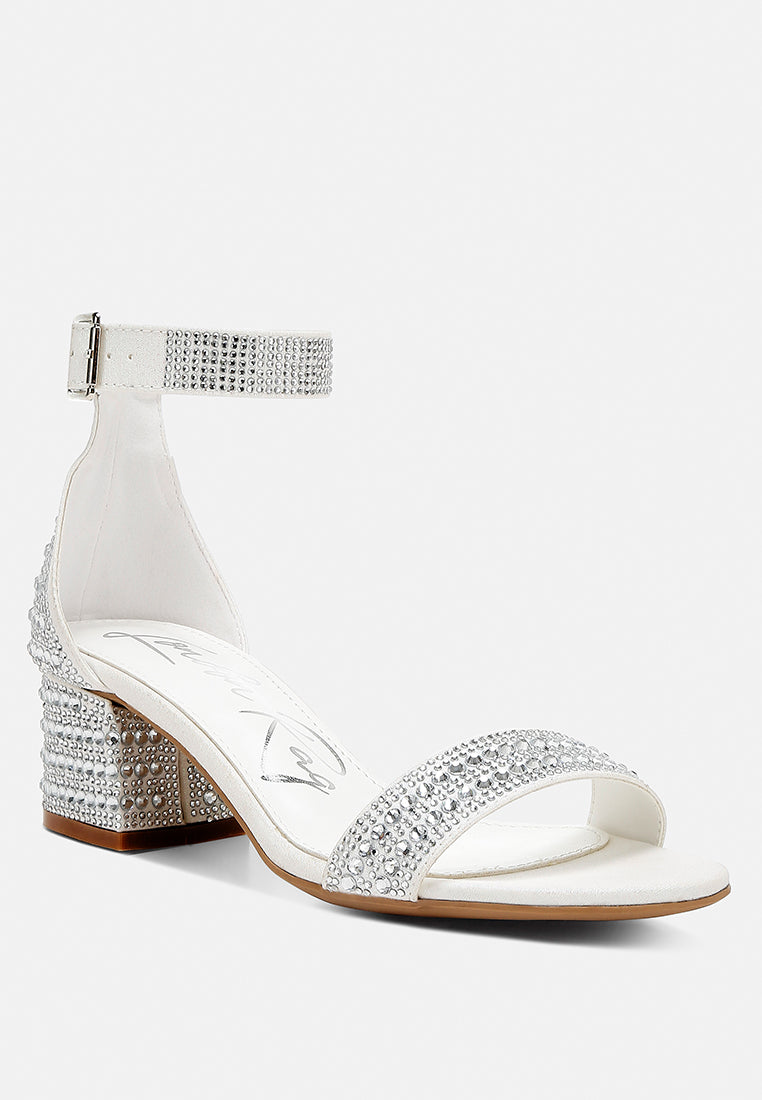 women rhinestones embellished block sandals#color_white