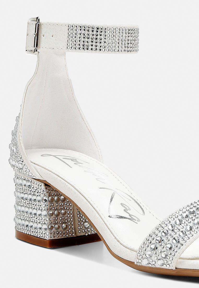 women rhinestones embellished block sandals#color_white