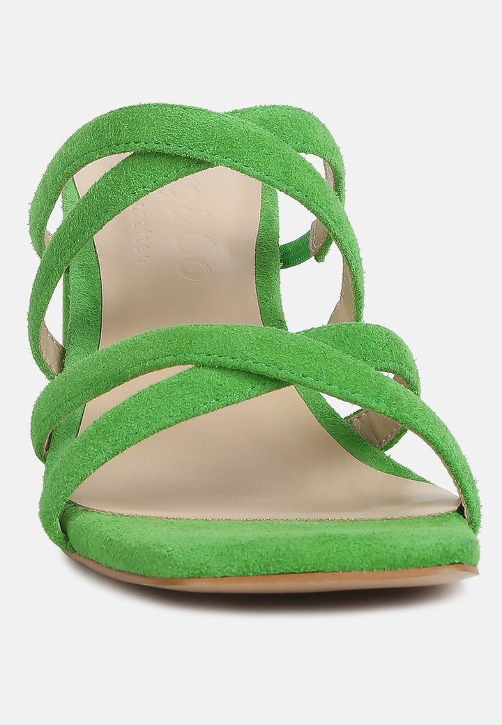 women strappy casual block heel sandals#color_green