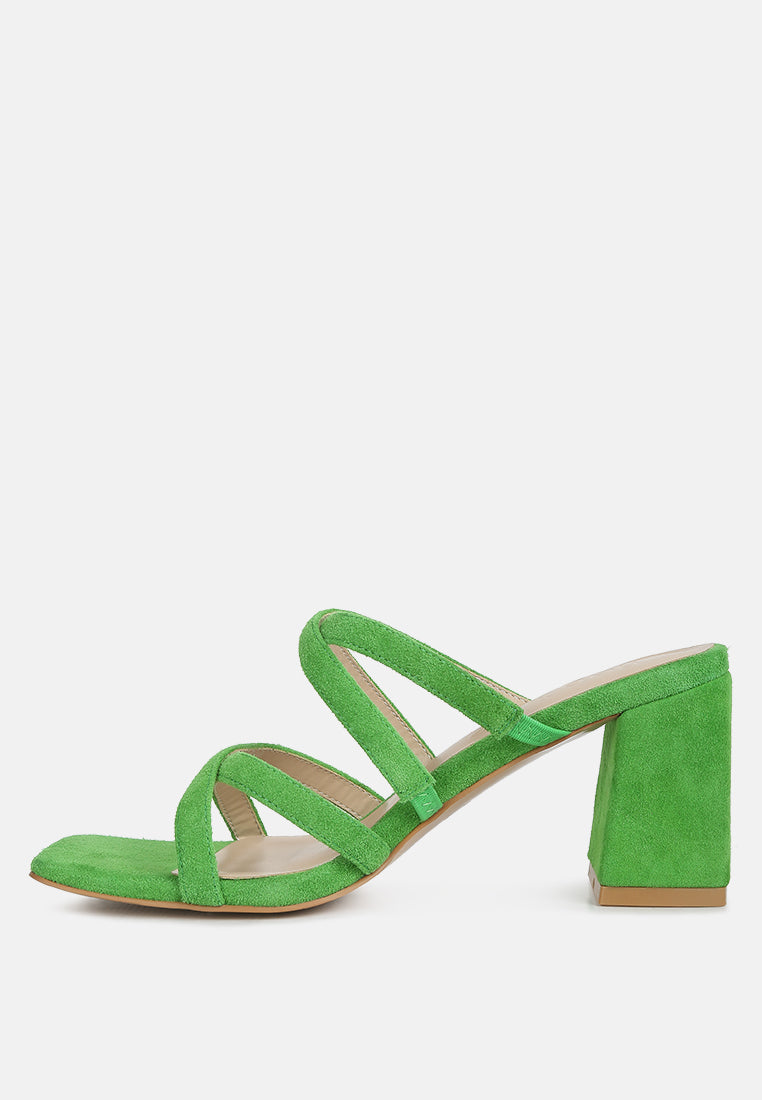 women strappy casual block heel sandals#color_green