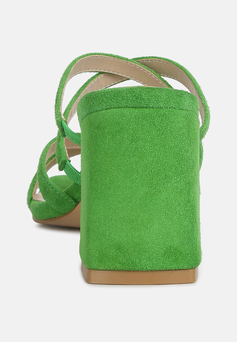 women strappy casual block heel sandals#color_green
