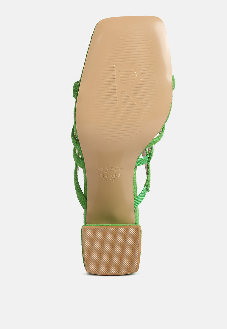 women strappy casual block heel sandals#color_green