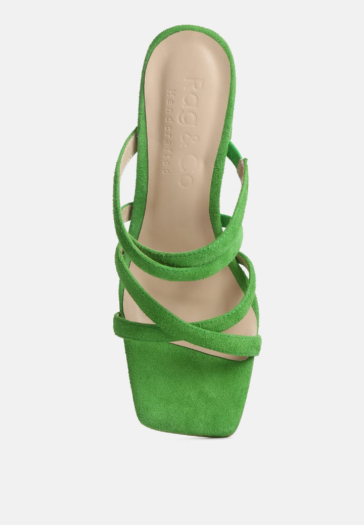 women strappy casual block heel sandals#color_green