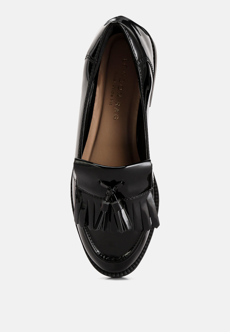 Women Valerie Tassel Detail Patent Loafers