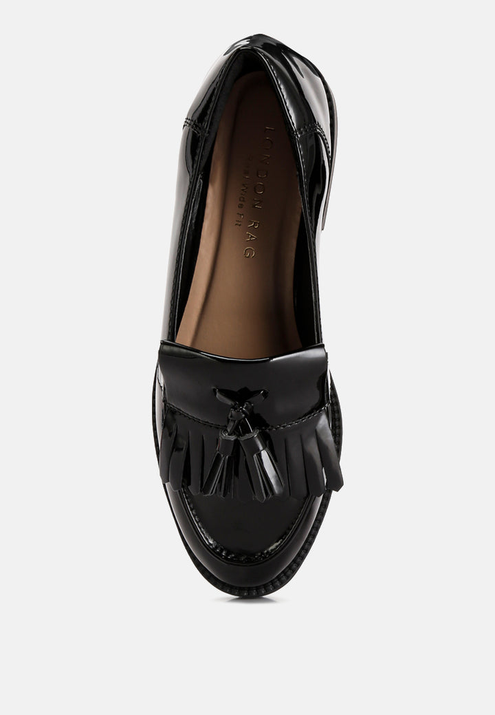 Women Valerie Tassel Detail Patent Loafers