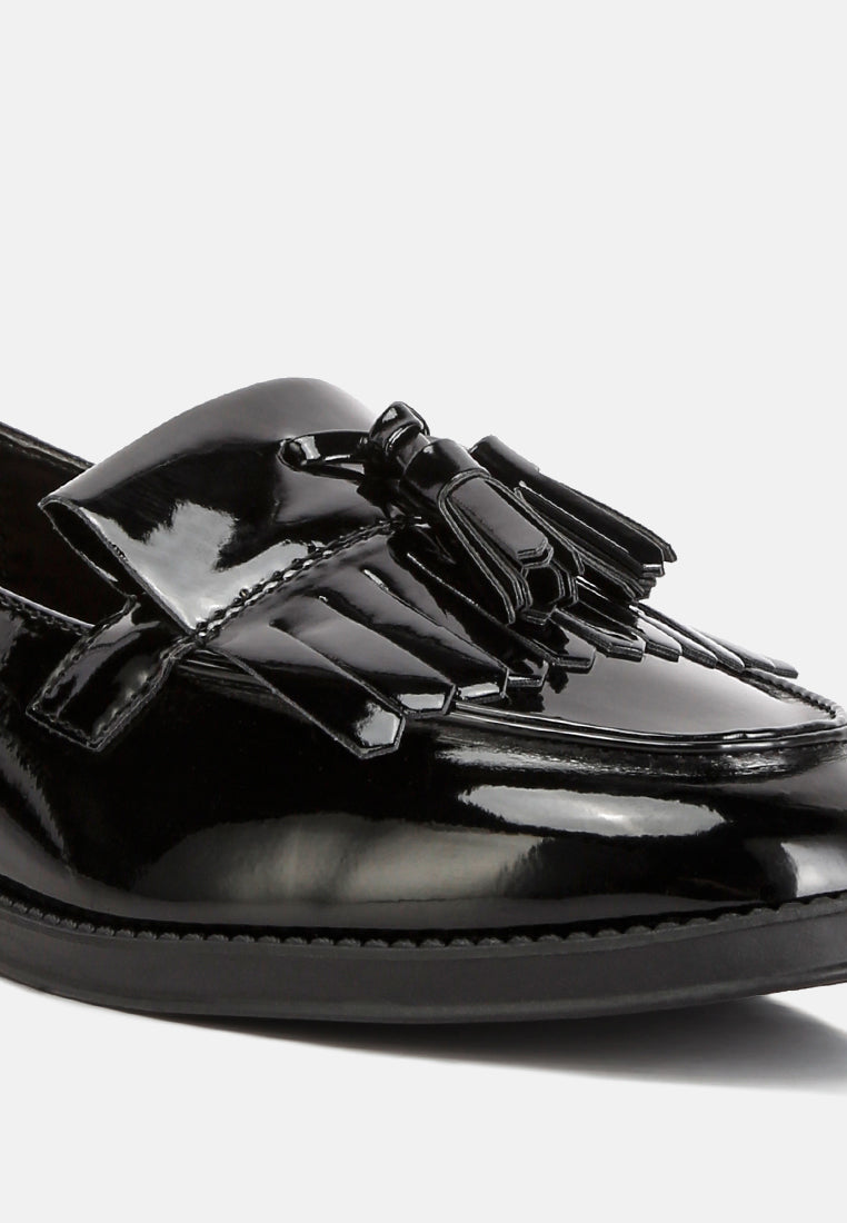 Women Valerie Tassel Detail Patent Loafers