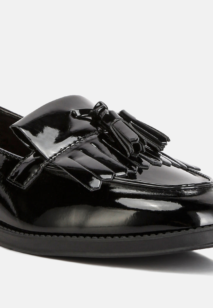 Women Valerie Tassel Detail Patent Loafers