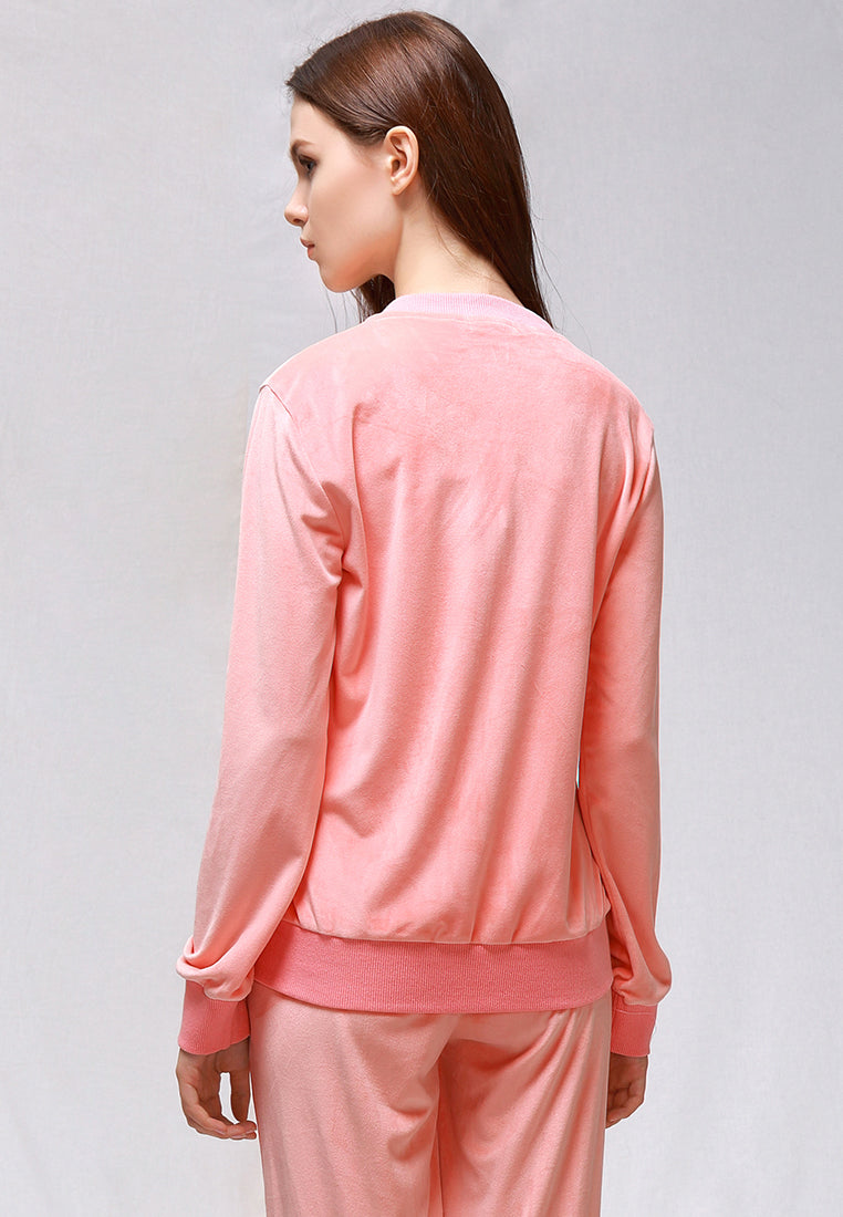 women velvet embroidery jacket#color_pink
