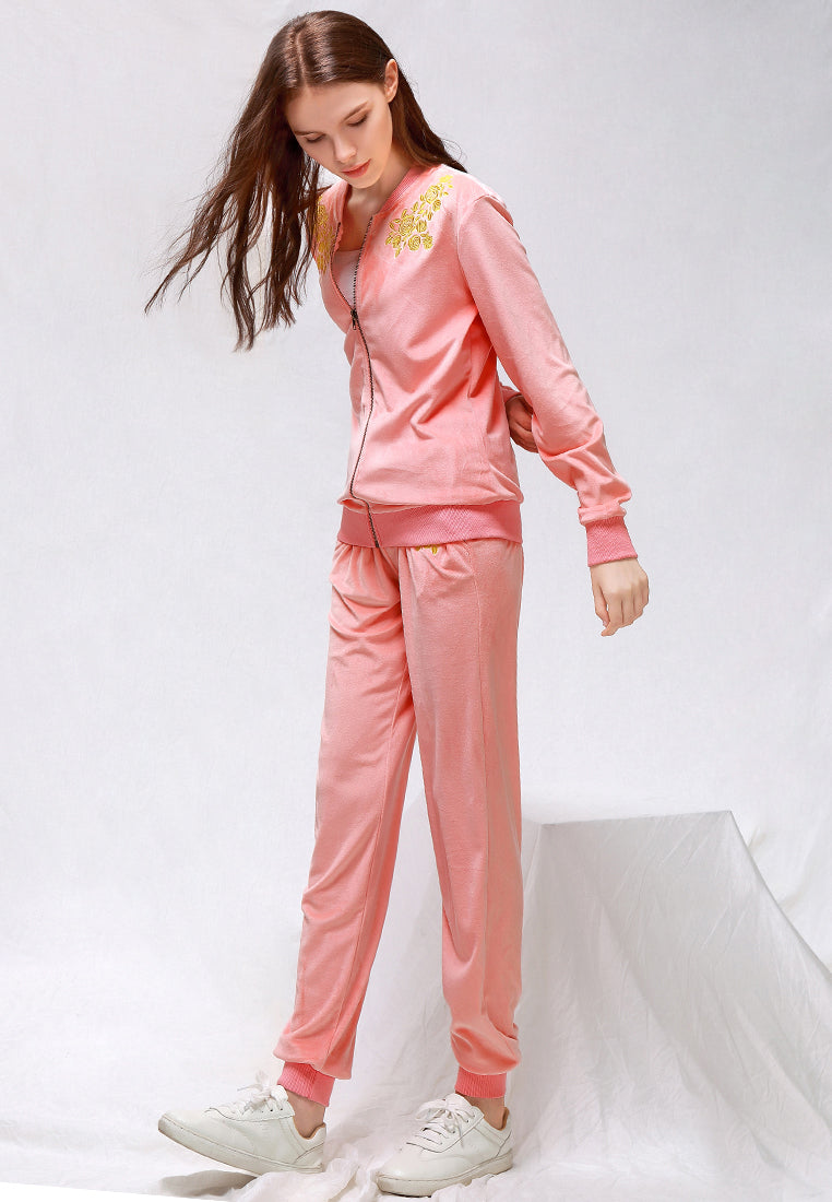 women velvet embroidery jacket#color_pink