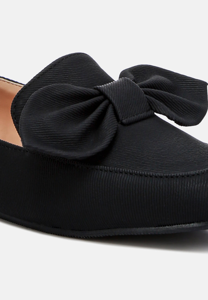 women bow embellished loafers#color_black