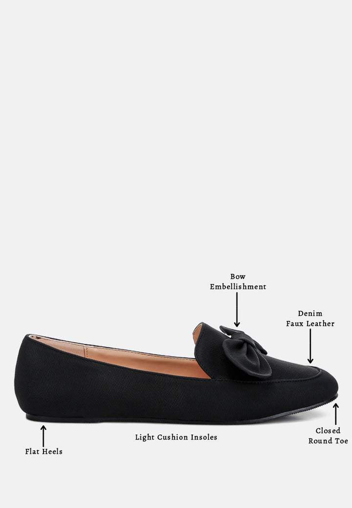 women bow embellished loafers#color_black
