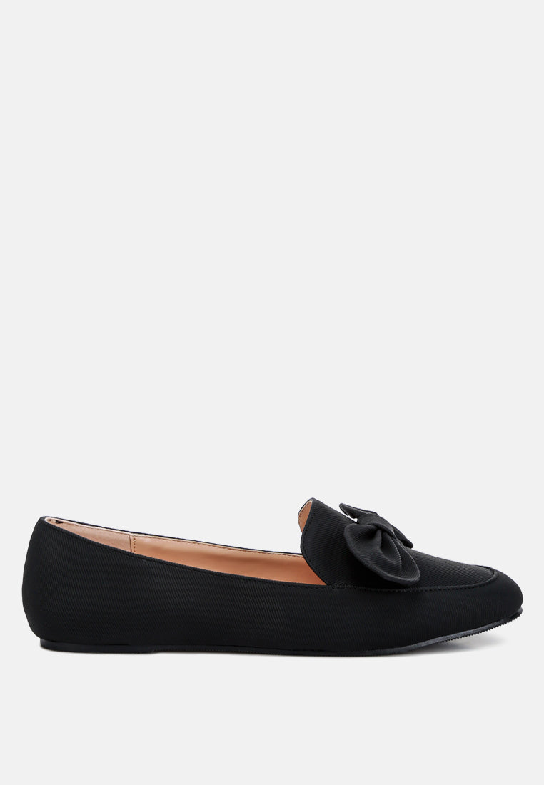 women bow embellished loafers#color_black
