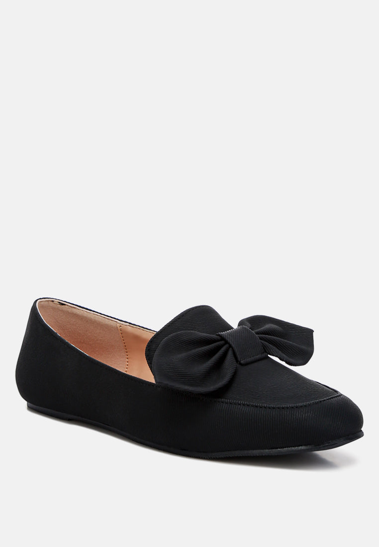 women bow embellished loafers#color_black