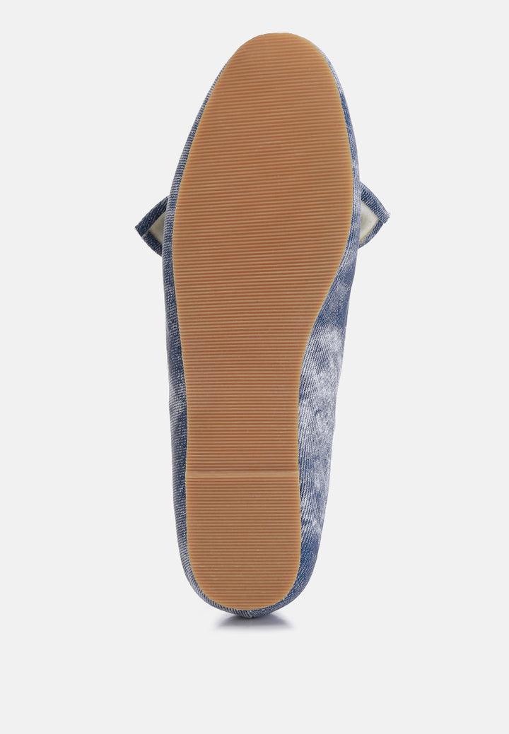 women bow embellished loafers#color_blue