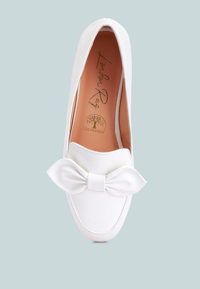 women bow embellished loafers#color_white