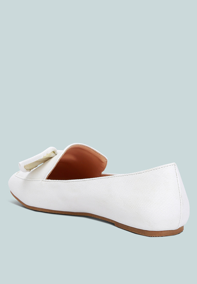 women bow embellished loafers#color_white