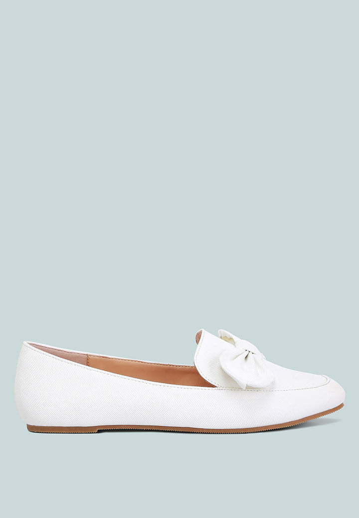 women bow embellished loafers#color_white
