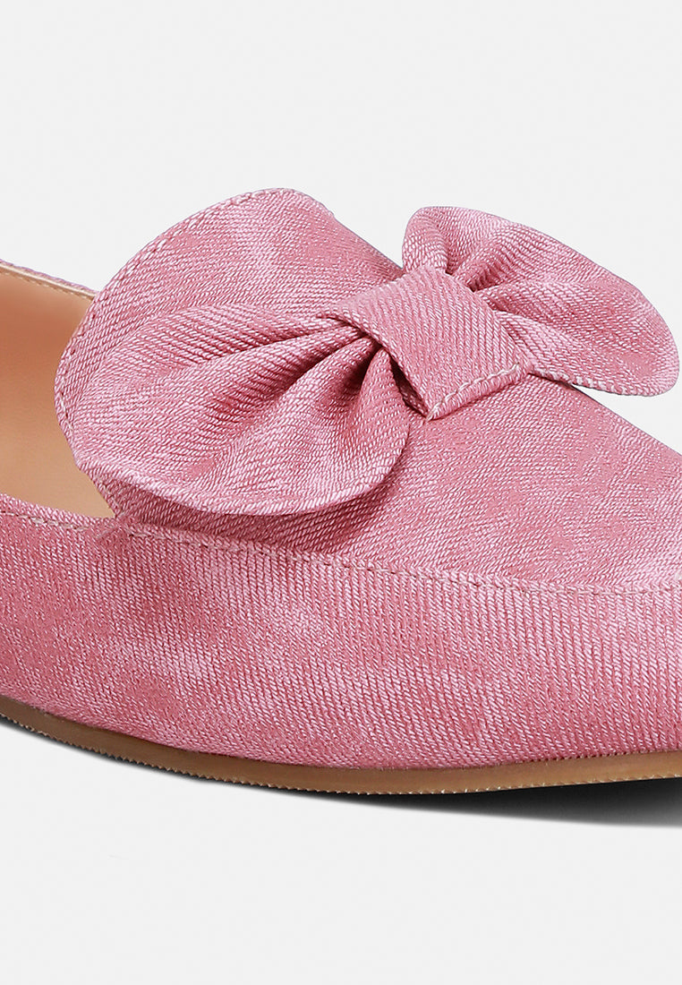 women bow embellished loafers#color_pink