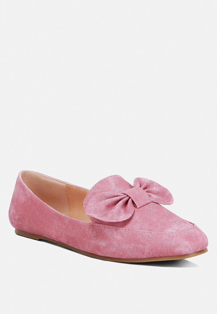 women bow embellished loafers#color_pink