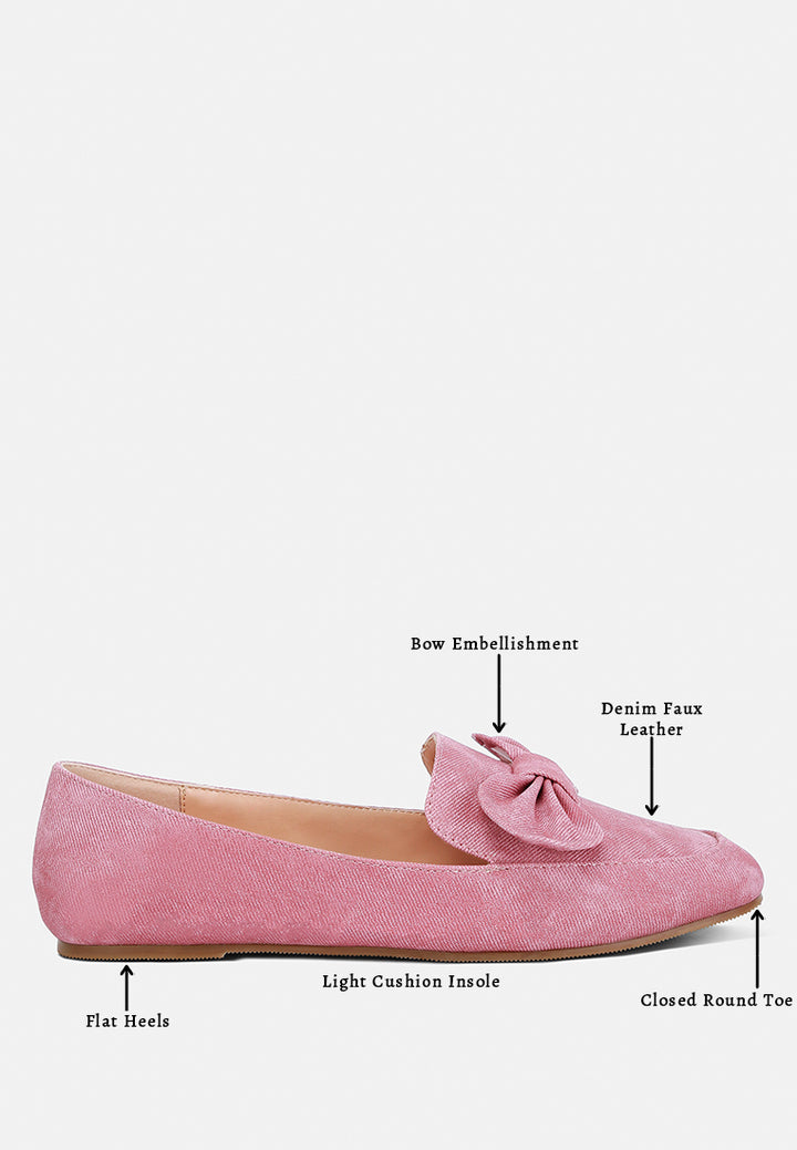 women bow embellished loafers#color_pink