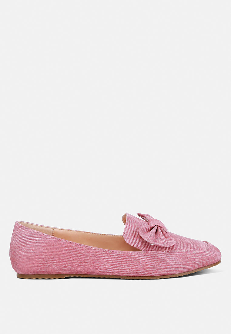 women bow embellished loafers#color_pink