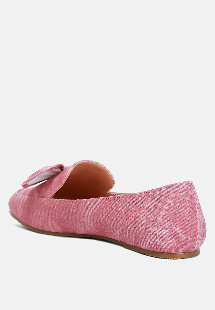 women bow embellished loafers#color_pink