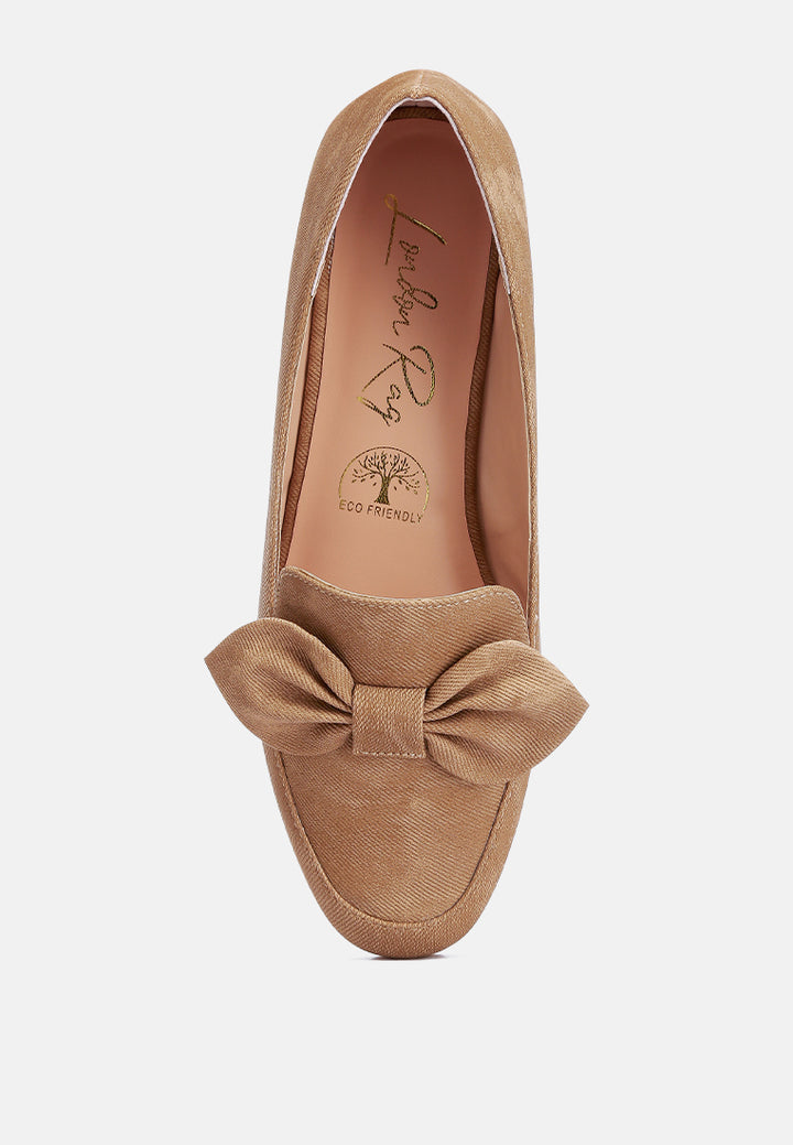 women bow embellished loafers#color_tan