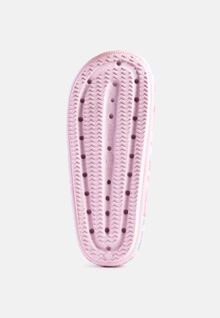 women pink marbling dip dye slides#color_pink