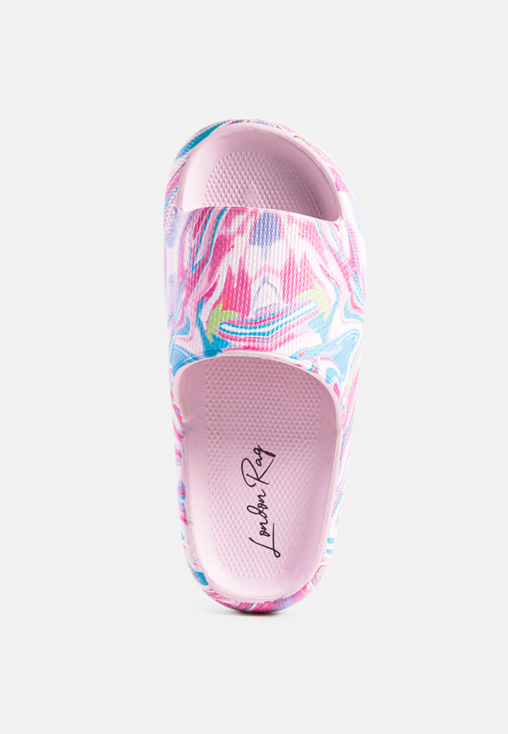 women pink marbling dip dye slides#color_pink