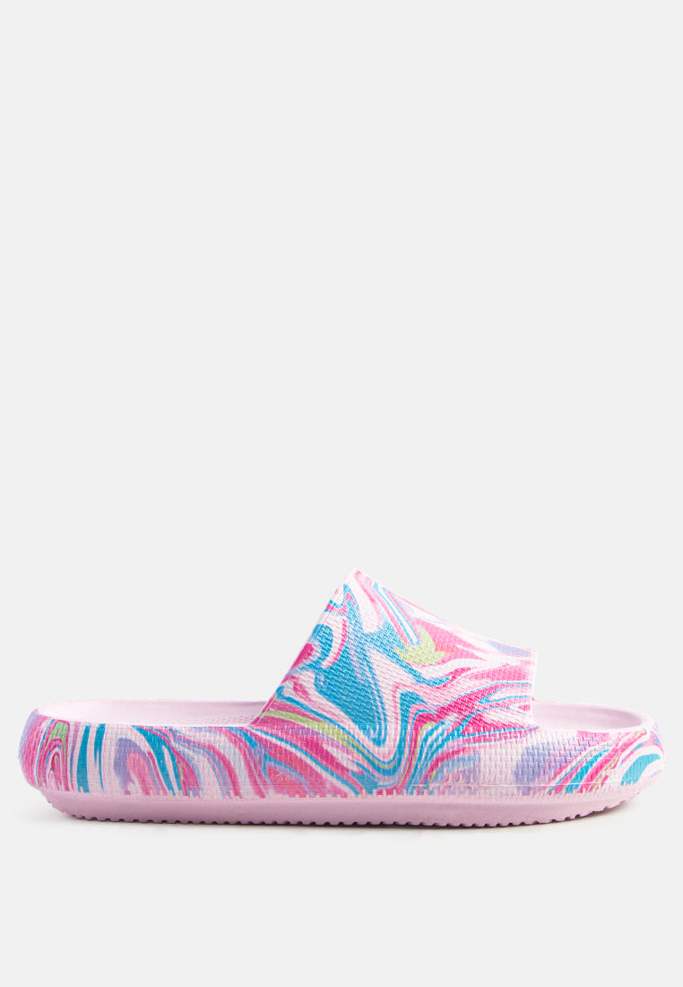 women pink marbling dip dye slides#color_pink